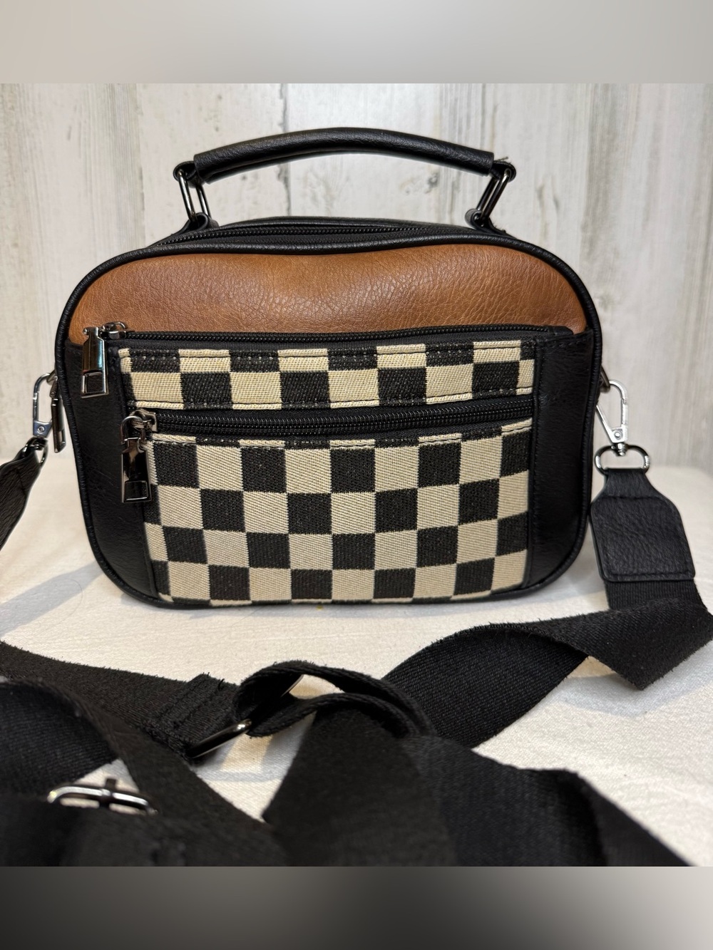Dear Nikola The Archive Satchel Checker Crossbody Top Handle or Clutch EUC